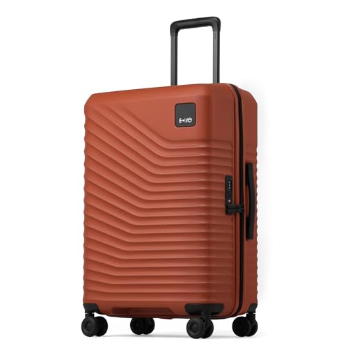 Coolife Luggage, Lightweight PC Hardside Suitcase, Checked-Medium 24-Inch - color: Brown, size: Checked-Medium 24-Inch