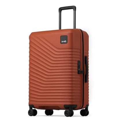 Coolife Luggage, Lightweight PC Hardside Suitcase, Checked-Medium 24-Inch - color: Brown, size: Checked-Medium 24-Inch