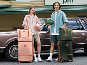 Joyway 28 Inch Large Luggage Hardside Suitcase with Spinner Wheel, Lightweight 3 Piece Suitcase Set with TSA Lock(Pink) - color: Pink brown, size: 3 Piece Set (28 Inch)