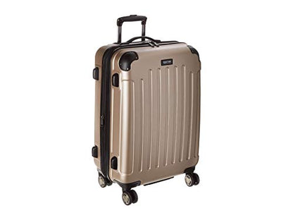 Kenneth Cole REACTION Renegade Luggage Expandable 8-Wheel Spinner Lightweight Hardside Suitcase, Champagne, 24-Inch Checked - color: Champagne, size: 24-Inch Checked