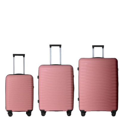 3-Piece PP Hardshell Luggage Set With Wheels, 20"/24"/28", Peach Pink - color: Peach Pink