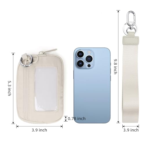 The Iris Wallet Zipper Mini Coin Purse Keychain ID Holder Wallet - color: Beige1