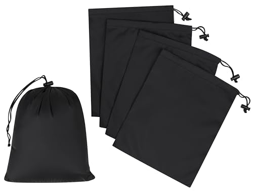 Drawstring Bag - UltraLight Nylon Cinch and Ditty Pouch For Packing, Storing, Goodie Bag (5 pack, Black, 7 x 9 inch) - size: 7 x 9 inch