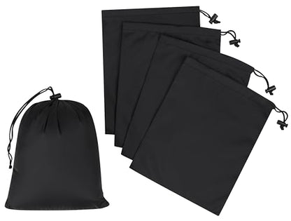 Drawstring Bag - UltraLight Nylon Cinch and Ditty Pouch For Packing, Storing, Goodie Bag (5 pack, Black, 7 x 9 inch) - size: 7 x 9 inch