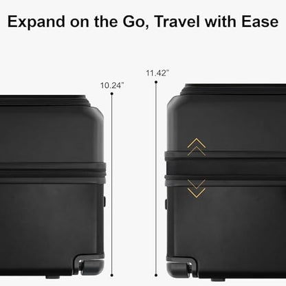 LEVEL8 Top Opening Carry on Luggage, 20 Inch Wide Handle Suitcase, Black - color: Black, size: 20Inch