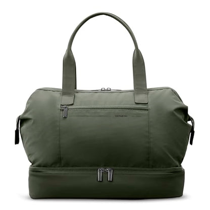 Samsonite Better Than Basics Weekender Duffle – Drop Bottom Travel Bag with 14” Laptop Compartment, SmartSleeve™ Trolley Strap, Adjustable Shoulder Strap, Durable RPET Lining, OLIVE - color: Olive