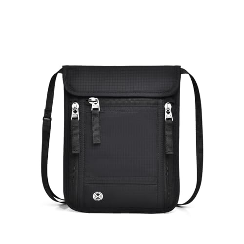 Passport Holder for Travel, Neck Wallet RFID Blocking, Hidden Money Belt,Travel Document Storage(Black) - color: Black