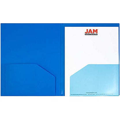 JAM PAPER Heavy Duty Plastic Multi Pocket Folders - 4 Pocket Organizer - Blue - 2/Pack - color: Blue, size: 4 Pocket (Pack of 2)
