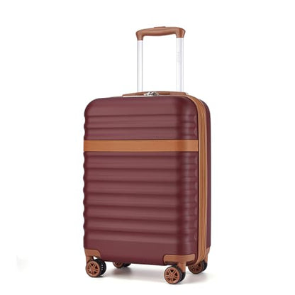 Kono Carry On Luggage 22x14x9 Expandable 20Inch Hardshell TSA Lock Burgundy - color: Burgundy, size: Carry-on 20-inch