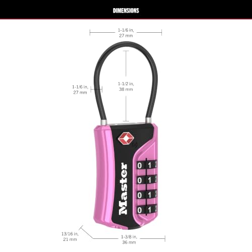 Master Lock Set Your Own Combination, TSA Approved Luggage Lock, Pink, 1 Pack, 4697PNKEC