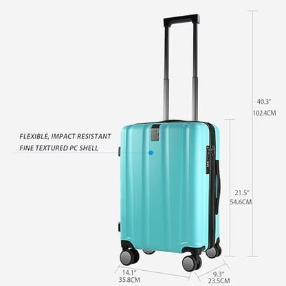 KROSER Carry On Luggage Suitcase Rolling Luggage, Carry-On 20-Inch - color: Lake Blue