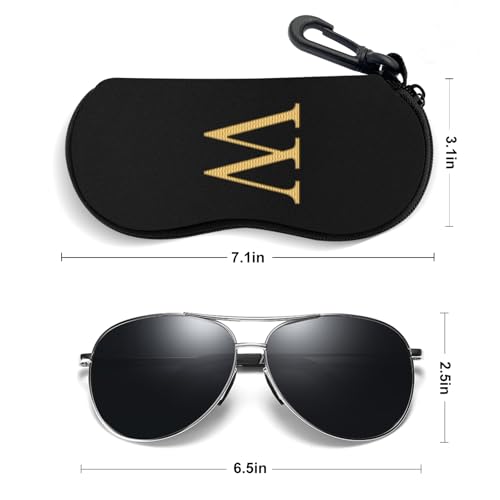 Initial Sunglasses Soft Case, Ultra Light Portable Neoprene Zipper Glasses Case for Men Women - color: Letter-w