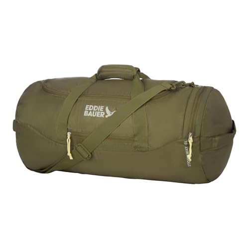 Eddie Bauer Stowaway Packable Duffel Bag | Travel | Foldable | Lightweight | Durable | Ripstop Polyester, 45L, Irish Moss | Lightweight Durable Ripstop Polyester, Packs Flat When Not in Use, Roomy Travel Duffel for Trips and Gym Use - color: Irish Green