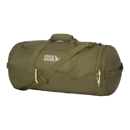 Eddie Bauer Stowaway Packable Duffel Bag | Travel | Foldable | Lightweight | Durable | Ripstop Polyester, 45L, Irish Moss | Lightweight Durable Ripstop Polyester, Packs Flat When Not in Use, Roomy Travel Duffel for Trips and Gym Use - color: Irish Green