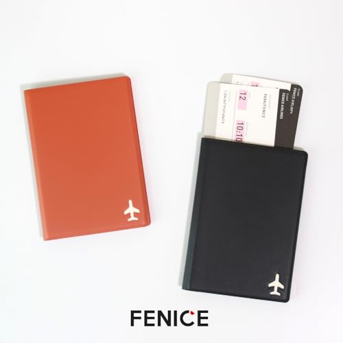 Fenice Plane Passport Holder with Card Slot Boarding Pass Pocket, RFID Blocking, Waterproof PU Leather, 7 Color Options (YELLOW) - color: YELLOW