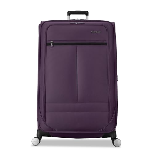 Samsonite Soft-Sided 29-Inch Lightweight Large Checked Expandable Element Suitcase: Durable, 360° Spinner Wheels, Adjustable Telescopic Handle, 2 Front & 1 Side Pocket- Purple - color: Purple, size: 29-Inch Checked-Large