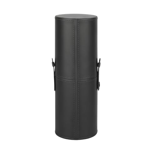 erioctry Black Makeup Brush Case Holder Portable PU Leather Cosmetic Brush Organizer & Storage Roll-up Case for Travel 23 x 8 cm with Snap Closure