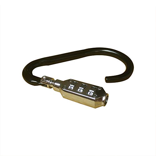 Zine-Alloy Black Lock Carabiners Resettable 3 Dial Digit Combination Password Code Lock Padlock for Suitcase Luggage Travel Baggage Backpack + Spring Reminder Cable