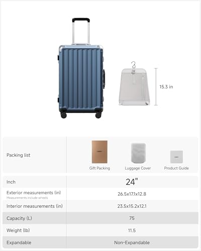 LUGGEX 24 Inch Zipperless Checked Luggage, Ocean Blue - color: Ocean Blue, size: 24 Inch