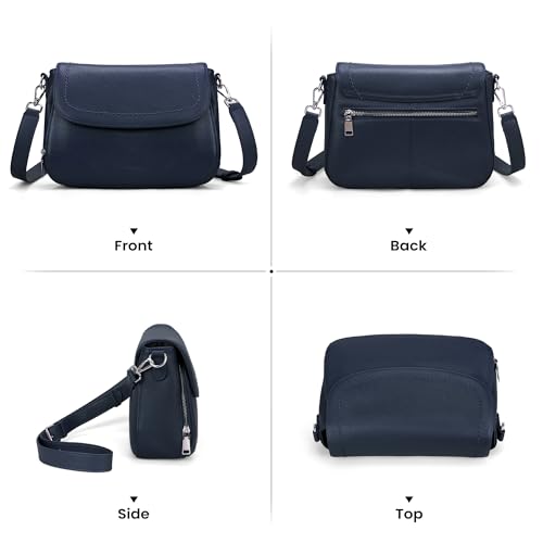 befen Genuine Leather Medium Crossbody Bags for Women Saddle Bag Purse - color: Navy Blue