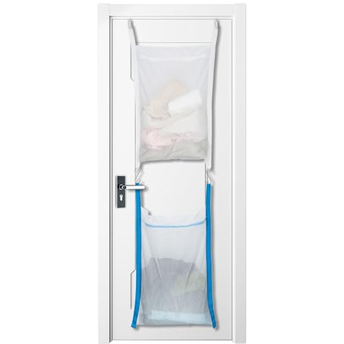 Over Door Large Mesh Laundry Hamper Bag, 2 Pcs Washable Laundry Basket for Bedroom/Dorm/Bathroom