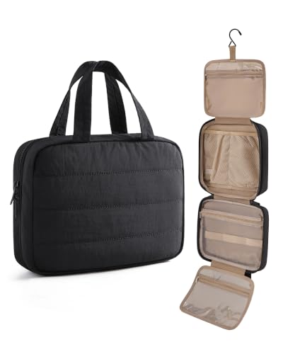 LIGHT FLIGHT Travel Toiletry Bag - Hanging Makeup Organizer for Women & Men - color: Black