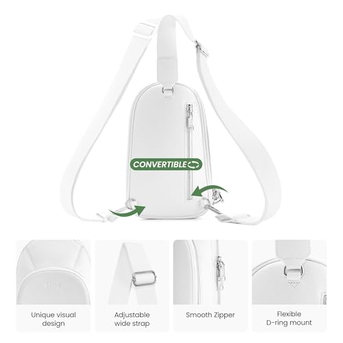 befen Genuine Leather Sling Bag for Women, Anti Theft Crossbody Chest Bags - color: White