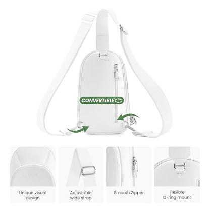 befen Genuine Leather Sling Bag for Women, Anti Theft Crossbody Chest Bags - color: White
