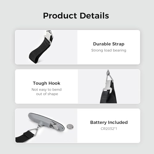 pack all Digital Luggage Scale for Travel, 110Lbs Capacity, 0.1Lb Precision - color: Black