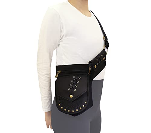 Larswon Renaissance Bag Leg Pouch for Women - color: Black