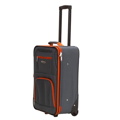 Rockland Fashion Softside 2 Piece Luggage Set, Expandable, (14" Tote/19" Upright), Charcoal - color: Charcoal, size: 2 Piece (19"/14" Tote)