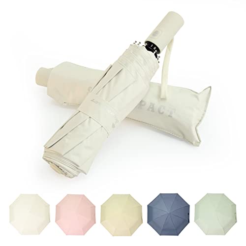 SY COMPACT Umbrella Automatic Travel Waterproof Light Folding Umbrellas Easy Carry for Women and Men - color: Creamy White