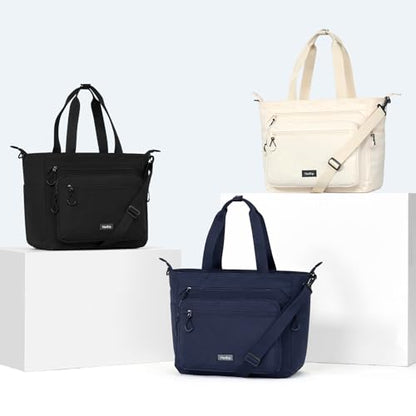 HanTrip Large Laptop Tote Bag with Luggage Sleeve for Travel Work,Navy Blue - color: Navy Blue