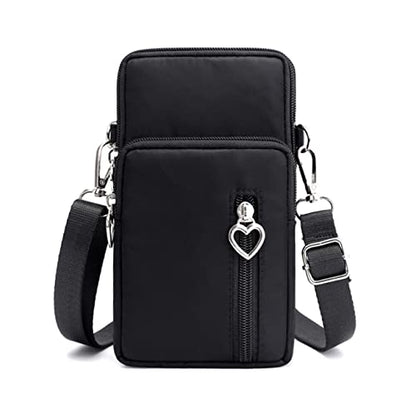 VINAIDA Small Crossbody Wallet Phone Bag Women Mini Crossbody Purse Cell Phone Shoulder Bag Mini Wallet Over Shoulder Strap - color: Ebony Black