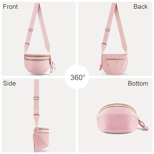 Checkered Crossbody Bags for Women, Large Nylon Bum Bags - color: Pink