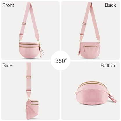 Checkered Crossbody Bags for Women, Large Nylon Bum Bags - color: Pink