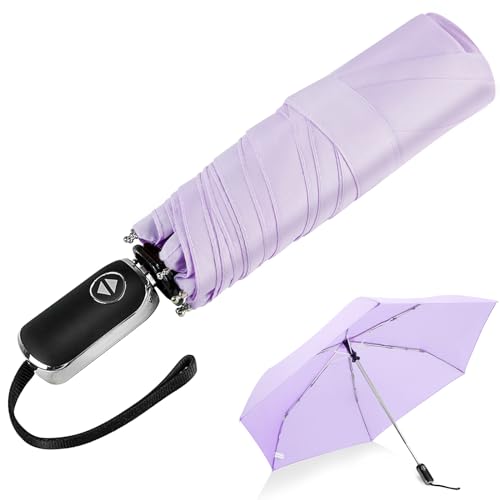 Automatic Lightweight Travel Flat Umbrella Compact Folding for Pocket - color: 0.2Light Purple