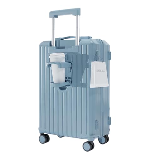 20" Lake Blue Carry-On Luggage, Cup Holder & USB, Hard Shell - color: Lake Blue
