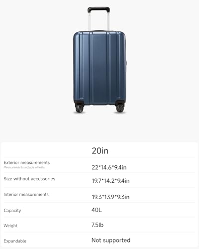 LUGGEX Airline Approved Carry On Suitcase, Blue, 20" - color: Blue, size: Carry-On 20-Inch