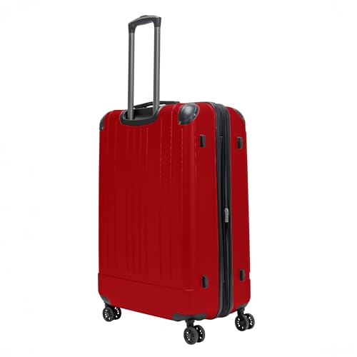 Flying Axis Collection Lightweight Hardside Expandable 8-Wheel Spinner Luggage, Cherry Red, 28-Inch Checked - color: Cherry Red, size: 28-Inch Checked