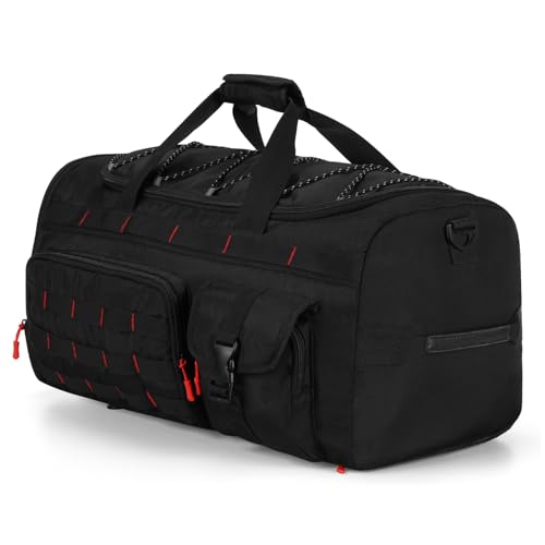 Gonex 45L 3-in-1 Duffel Bag for Gym & Travel - color: Black with Red Accents, size: 45L