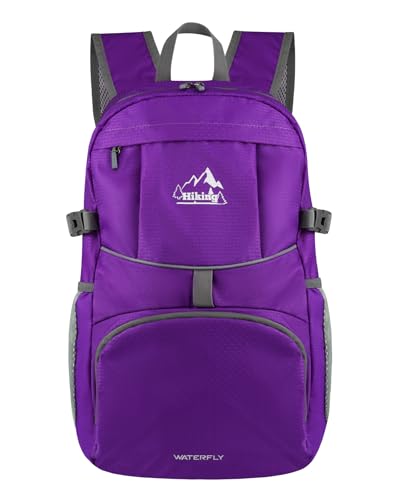 WATERFLY Large Lightweight Packable Hiking Backpack Foldable Travel Daypack - color: D-purple, size: 35L
