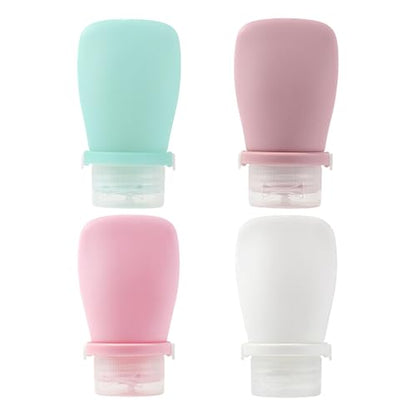 4 Pack 30ML/1OZ Colorful Silicone Travel Bottles with Locking Lid Refillable Leak-Proof Squeeze Bottle Cosmetic Storage Containers Vials for Lotion Toiletries