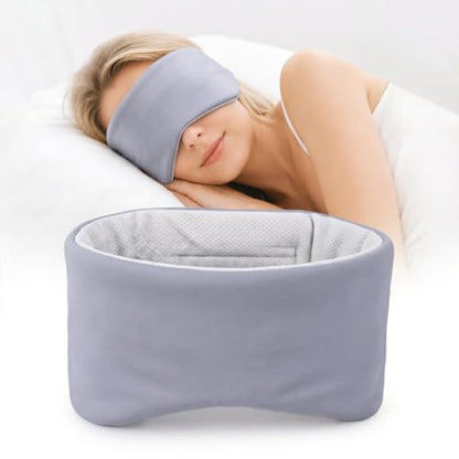 Sleep Mask for Women Men, Reversible Eye Mask Sleeping with Cozy & Cooling Sides, Adjustable Velcro Band, Blackout Face-Hugging Padded Eye Cover for Sleeping Travel Office, Grey/White - color: Grey+white
