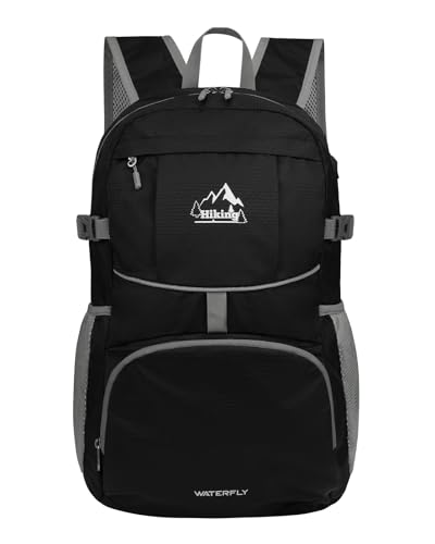 WATERFLY Large Lightweight Packable Hiking Backpack Foldable Travel Daypack - color: A-black, size: 35L