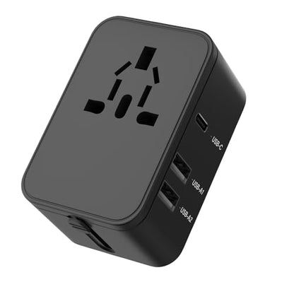 EFISH International Travel Plug Adapter,Universal AC Power Plug Converter - size: Black Travel Plug Adapter(2 USB A+1 USB C)
