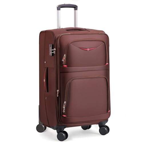ROPLUS Softside Expandable Luggage with 4 Spinner Wheels, Durable Checked-Luggage Suitcase (Coffee, 29-Inch) - color: Coffee, size: 29-Inch