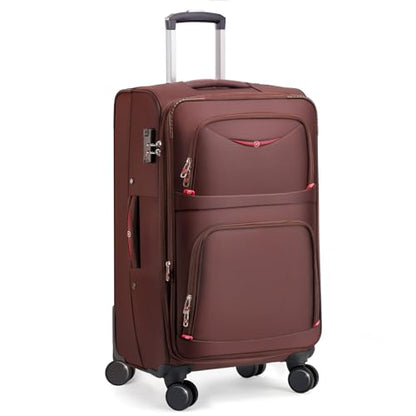 ROPLUS Softside Expandable Luggage with 4 Spinner Wheels, Durable Checked-Luggage Suitcase (Coffee, 29-Inch) - color: Coffee, size: 29-Inch