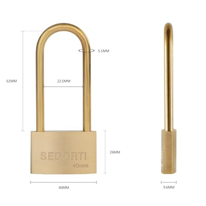 SEDORTI Weather Proof Lock, Solid Brass Padlock with Brass Long Shackle, 1-1/2" Wide, Light Duty Small Marine Grade Padlock - color: 1 Pack