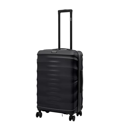 DUKAP RAV 24-Inch Medium Checked Hardside Spinner Luggage Durable Zippered Black - color: Black, size: 24 Inch
